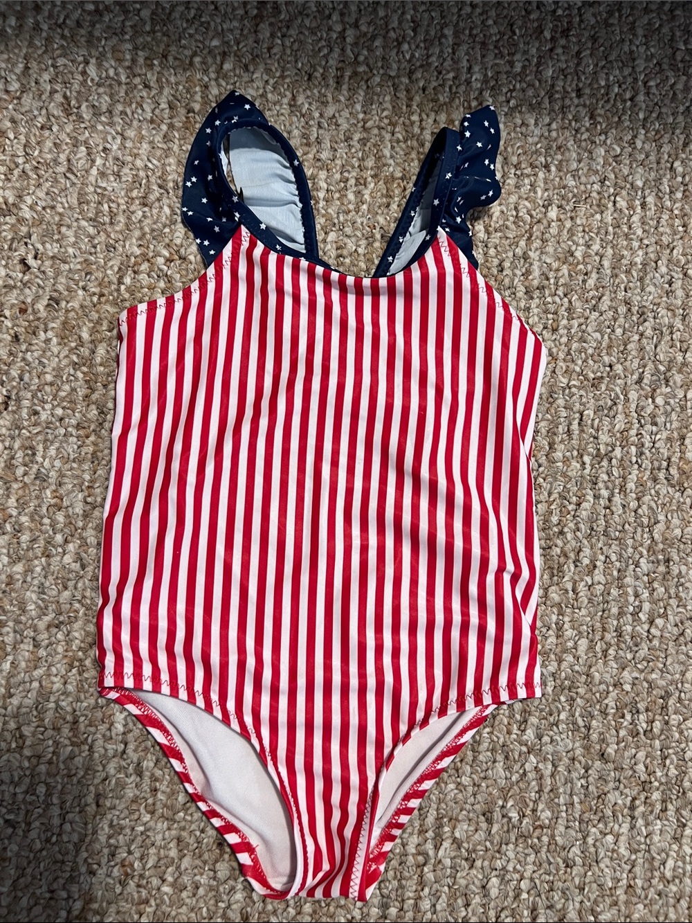 Carter's Red & Navy Striped One-Piece Swimsuit with Star Straps